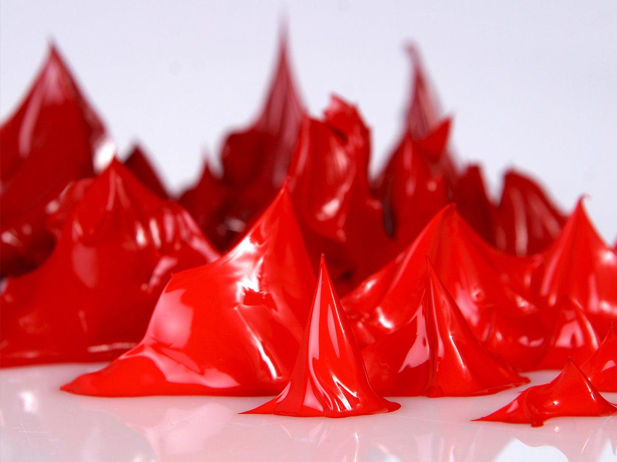 high viscosity, peaked red paint