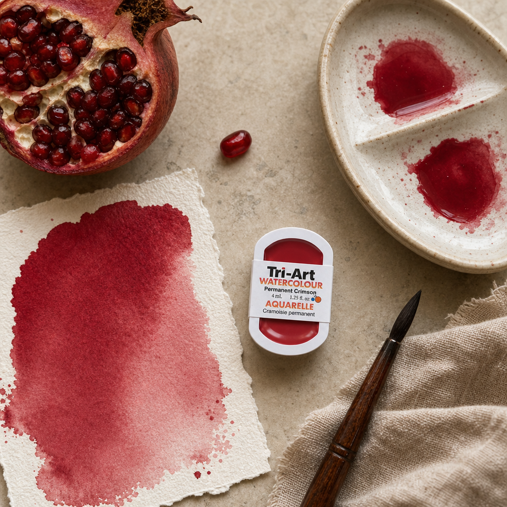 Tri-Art Watercolour pan Permanent Crimson #90213a – transparent deep crimson watercolour, 4mL pan