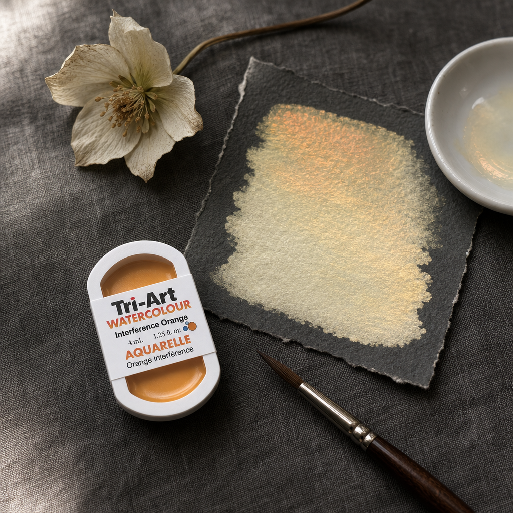 Tri-Art Watercolour pan in Interference Orange — transparent Series 1 iridescent watercolour, 4mL