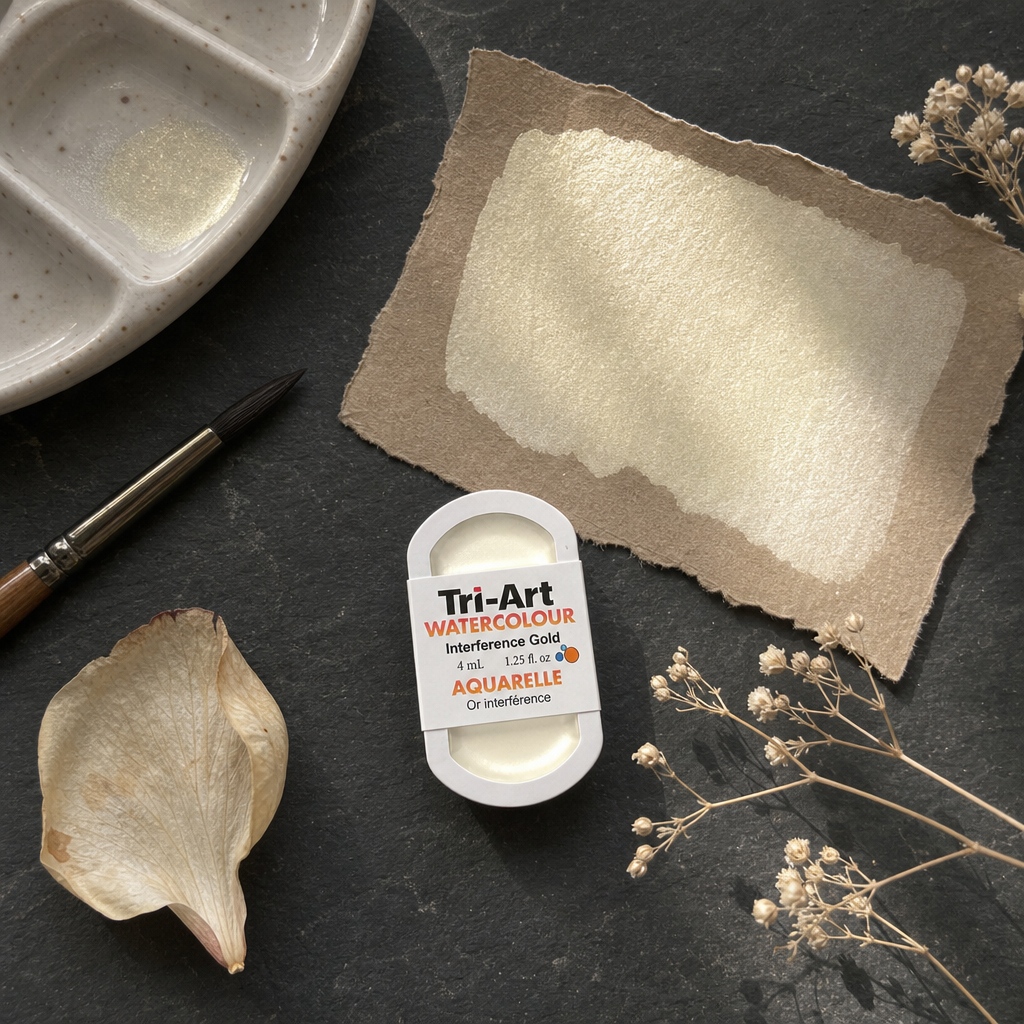 Tri-Art Watercolour pan in Interference Gold — transparent iridescent Series 1 watercolour, 4 mL