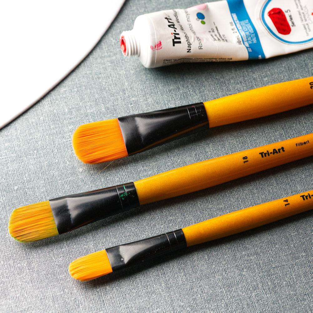 Tri-Art Artist Brushes - Short Synthetic - WC/Acryl - Filbert - Tri-Art Mfg.