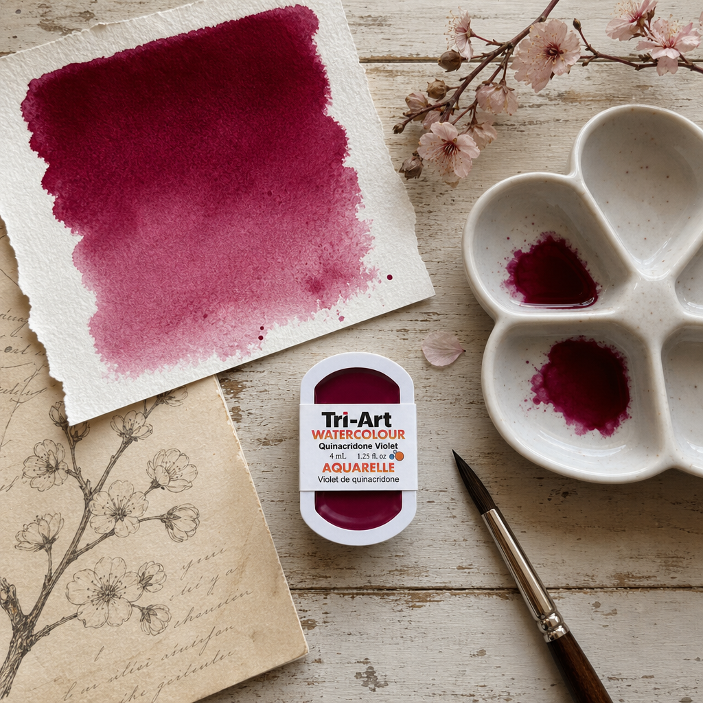 Tri-Art Watercolour pan Quinacridone Violet PV19 Series 2 transparent deep violet 4mL artist pan