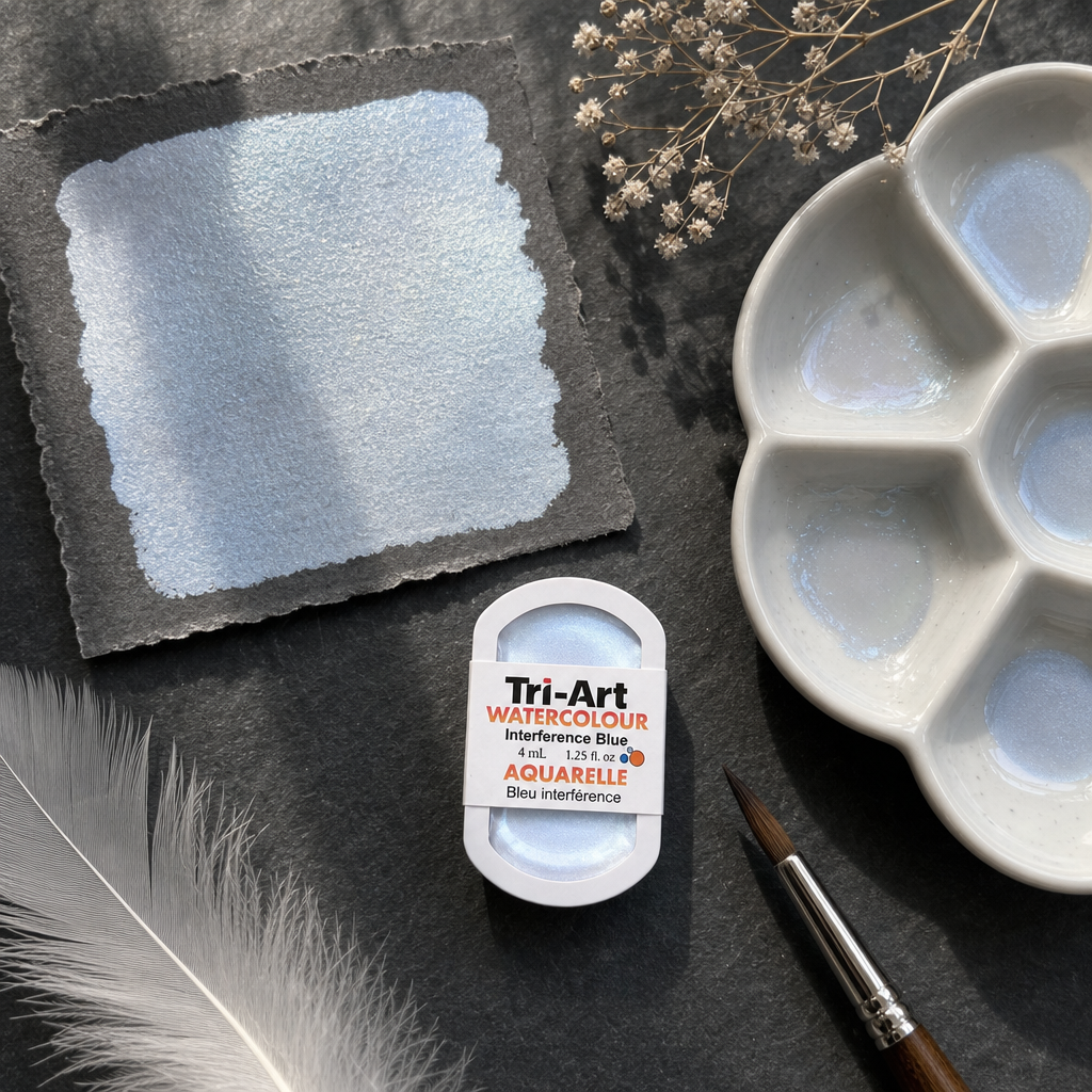 Tri-Art Watercolour pan Interference Blue 4mL — iridescent transparent watercolour, Series 2