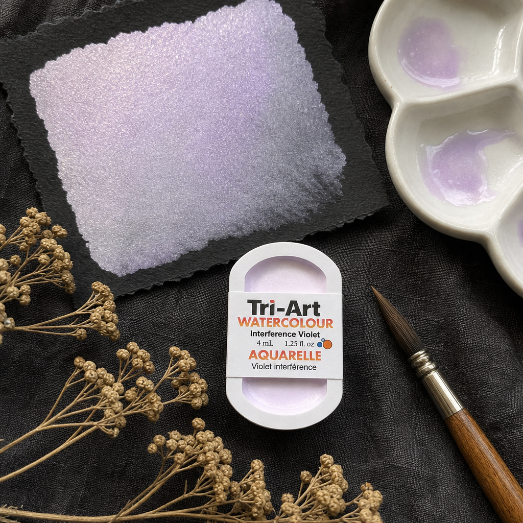 Tri-Art Watercolour pan Interference Violet, transparent Series 2, iridescent pearlescent violet pigment, 4mL pan