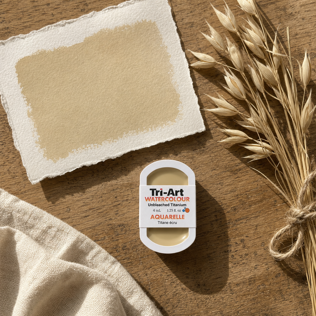 Tri-Art Watercolour pan Unbleached Titanium 4mL opaque warm beige watercolour paint Series 1