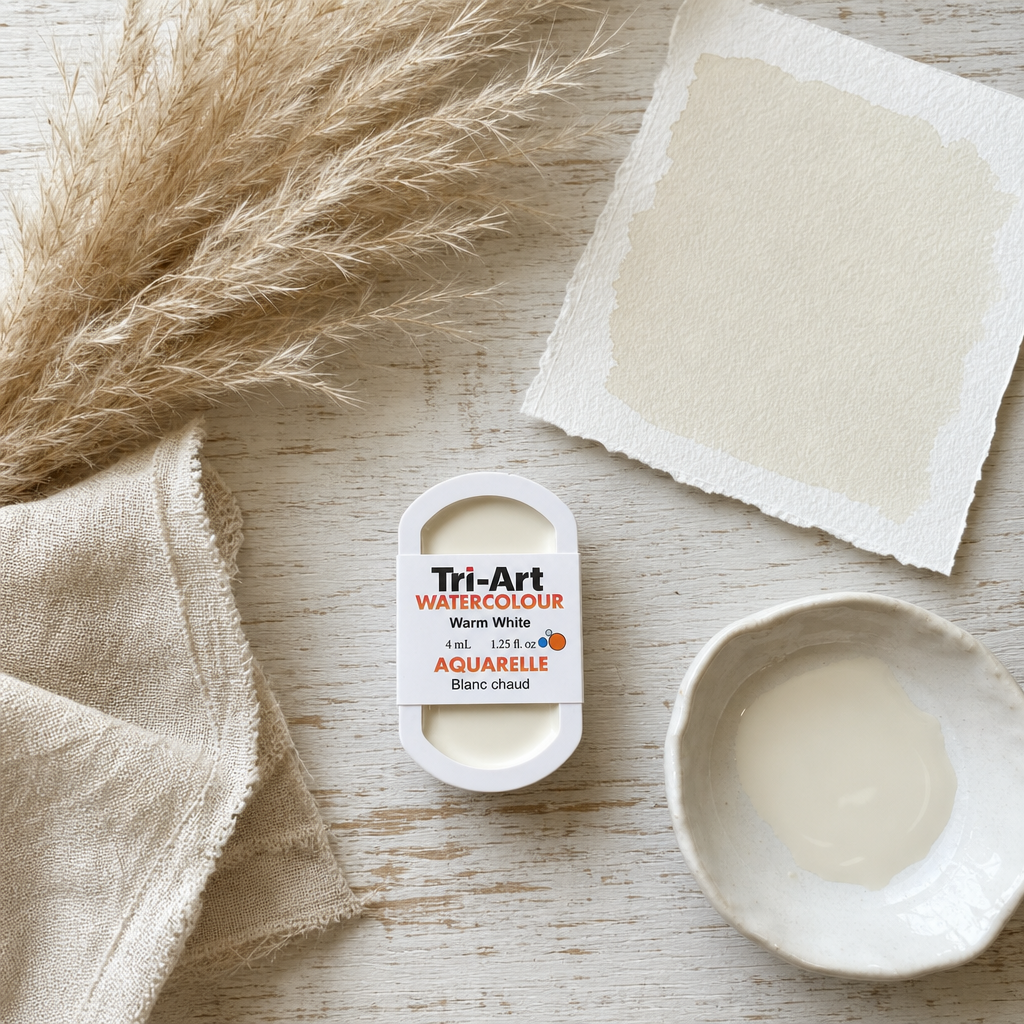 Tri-Art Watercolour pan Warm White 4mL — opaque warm white artist watercolour, Series 1