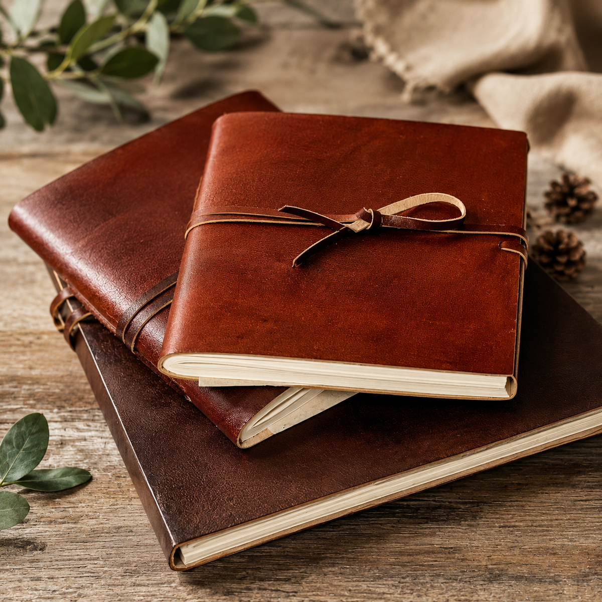 50 Sheets Leatherbound Mixed Media Books
